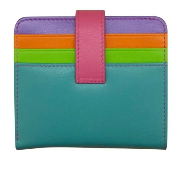 Colorful Bi-Fold Genuine Leather Cards Wallet For Women - Picture 1 of 16